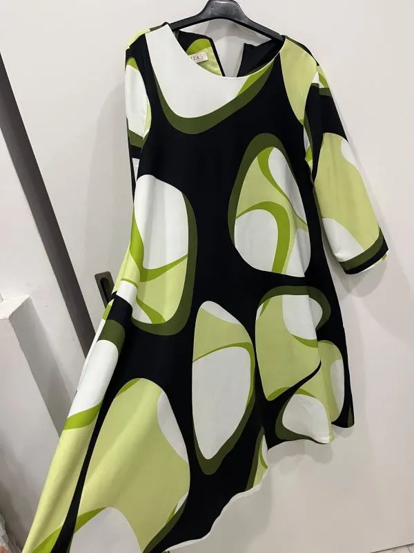 Rochie de ocazie AZALEA EU 42 | Multicolor, Midi, Mânecă lungă, Abstract & Color Block, Elastan - Image 4