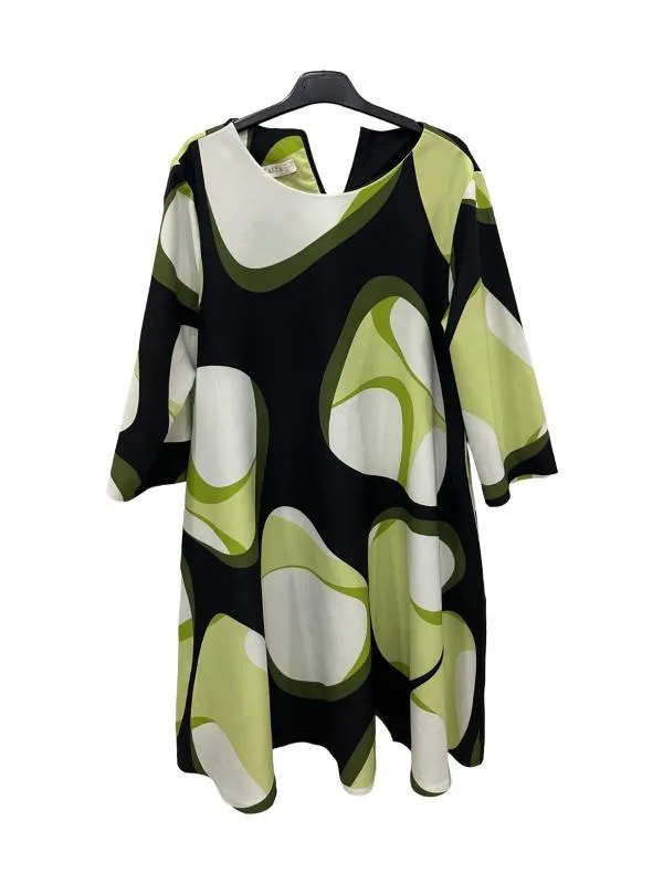 Rochie de ocazie AZALEA EU 42 | Multicolor, Midi, Mânecă lungă, Abstract & Color Block, Elastan