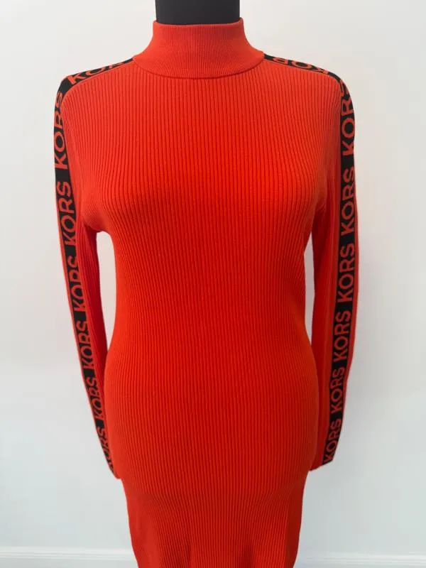 Rochie casual Michael Kors M | Portocaliu, Midi, Mânecă lungă, Logo, Reiat, Vâscoză - Image 2