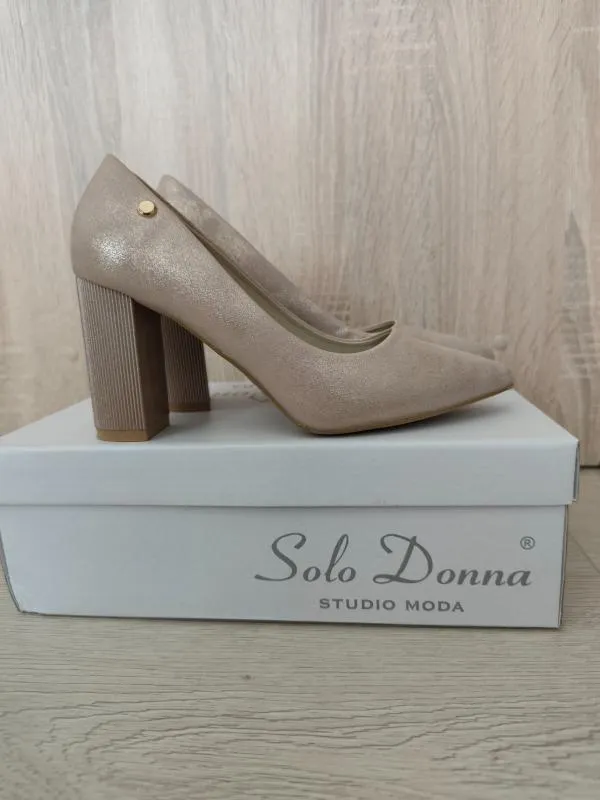 Pantofi cu toc înalt Solo Donna EU 36 | Auriu, Piele naturală - Image 8