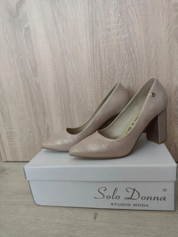 Pantofi cu toc înalt Solo Donna EU 36 | Auriu, Piele naturală - Image 2