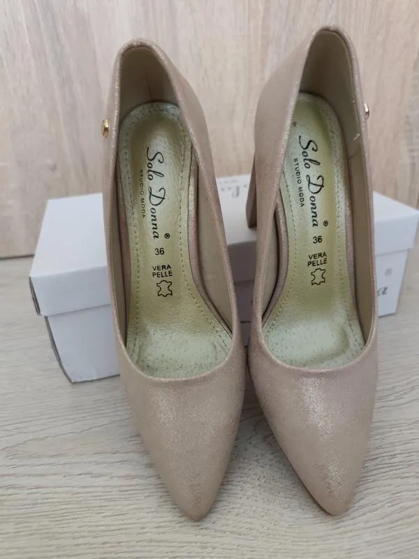 Pantofi cu toc înalt Solo Donna EU 36 | Auriu, Piele naturală - Image 3