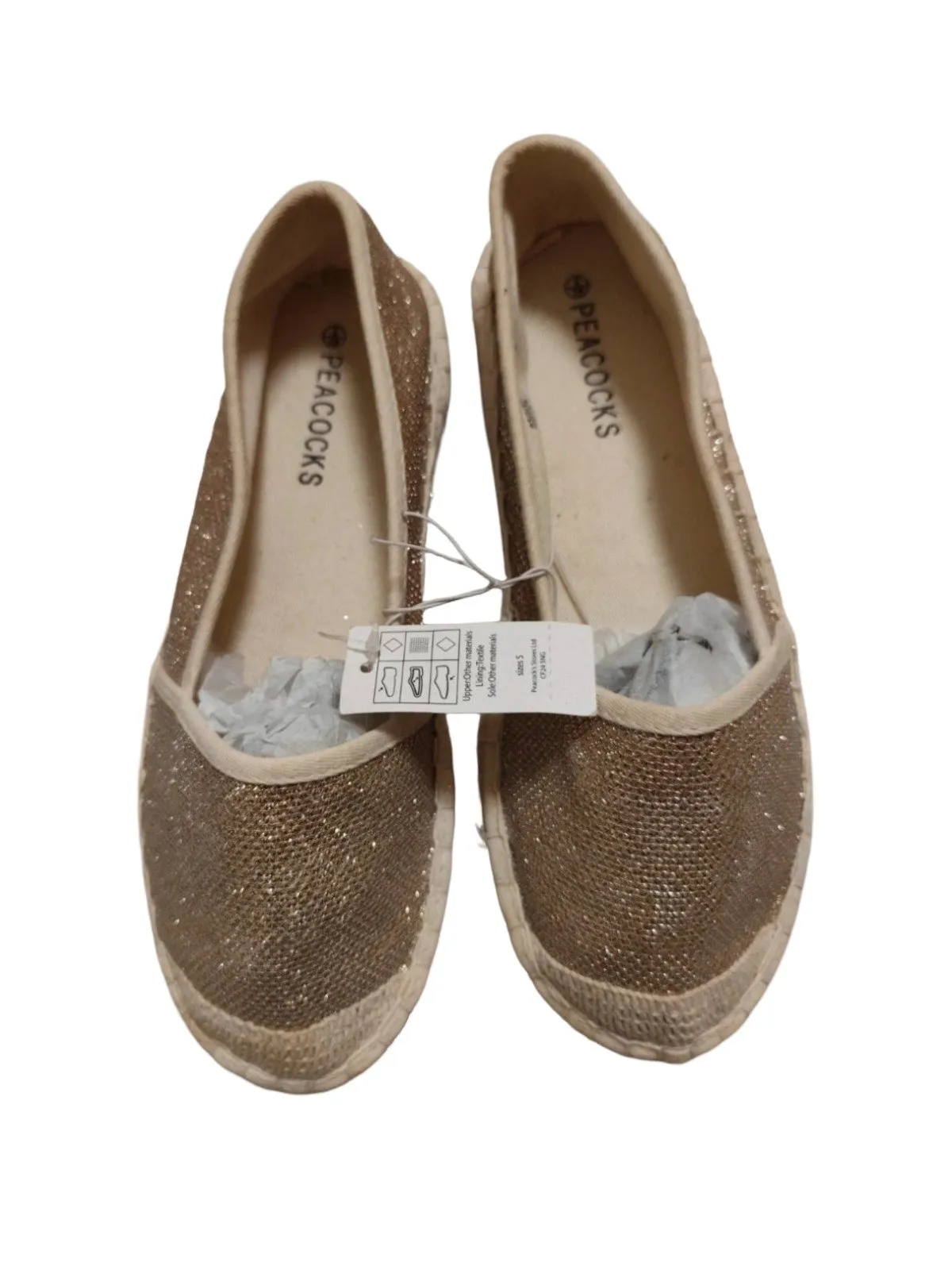 Espadrile Peacocks EU 38 | Auriu, Pânză