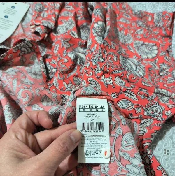 Bluză Damart EU 50 | Cărămiziu, Normal, Mânecă scurtă, Oriental & Paisley, Vâscoză - Image 12