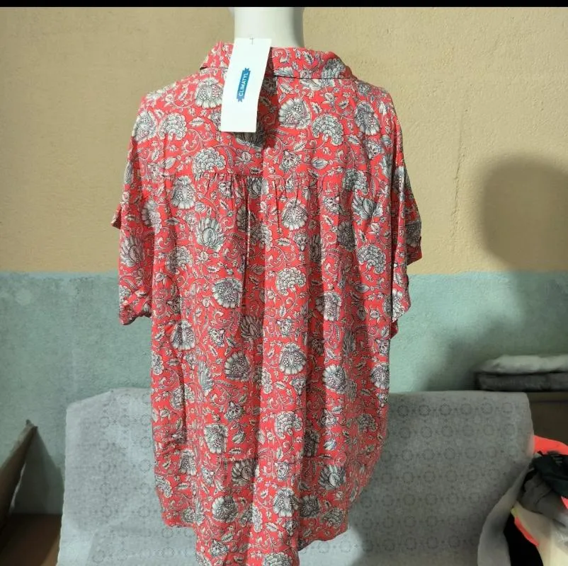 Bluză Damart EU 50 | Cărămiziu, Normal, Mânecă scurtă, Oriental & Paisley, Vâscoză - Image 6