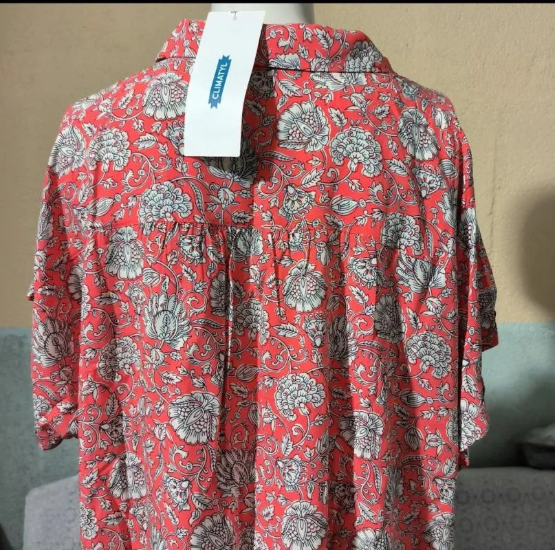 Bluză Damart EU 50 | Cărămiziu, Normal, Mânecă scurtă, Oriental & Paisley, Vâscoză - Image 7