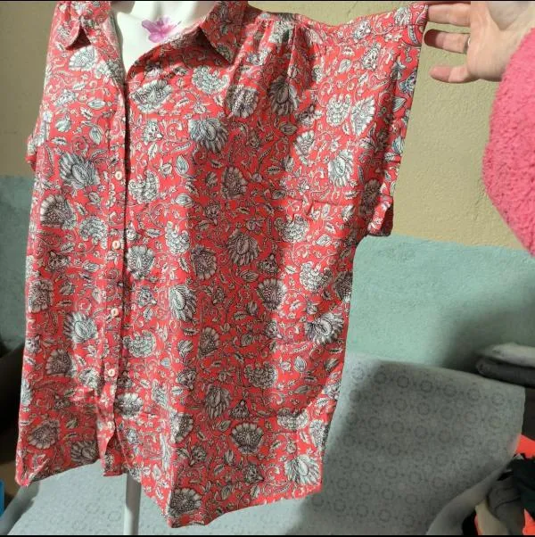 Bluză Damart EU 50 | Cărămiziu, Normal, Mânecă scurtă, Oriental & Paisley, Vâscoză - Image 9