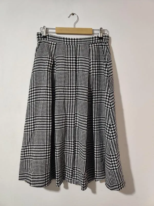 Fustă A-line Brulee EU 38 | Negru, Midi, Lungă fit, Carouri - Image 11