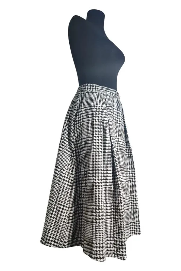Fustă A-line Brulee EU 38 | Negru, Midi, Lungă fit, Carouri - Image 2