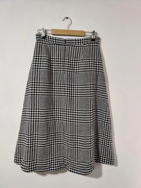 Fustă A-line Brulee EU 38 | Negru, Midi, Lungă fit, Carouri - Image 8