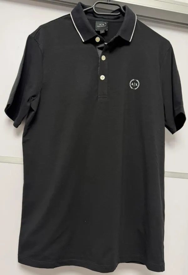 Tricou polo Armani Exchange S | Negru, Monocrom, Bumbac - Image 2