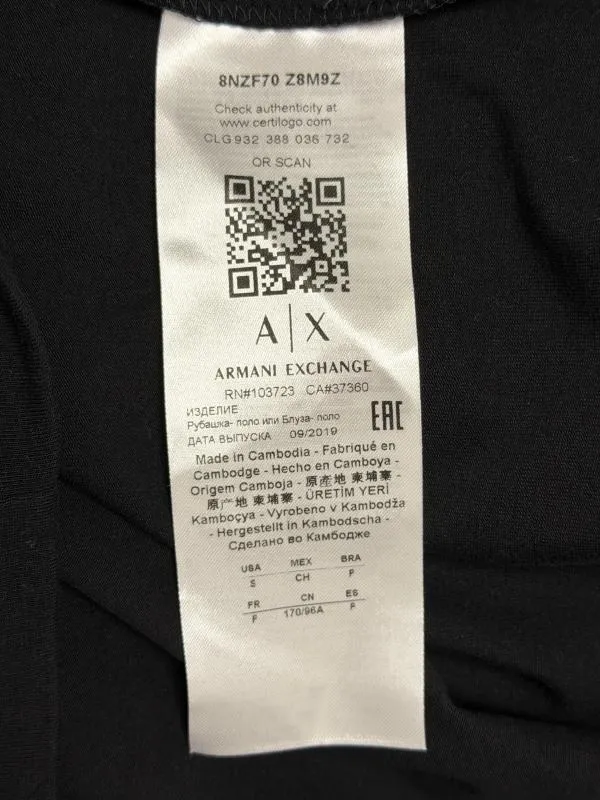 Tricou polo Armani Exchange S | Negru, Monocrom, Bumbac - Image 8