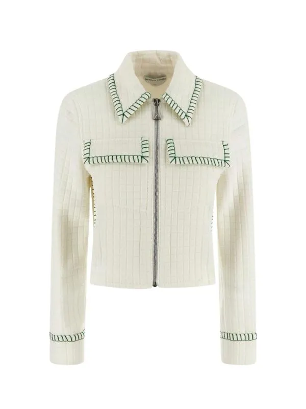 Jachetă Bottega Veneta EU 42 | Alb, Fără glugă, Monocrom, Poliamidă