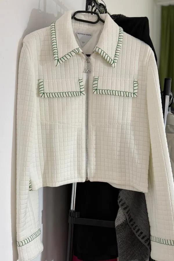 Jachetă Bottega Veneta EU 42 | Alb, Fără glugă, Monocrom, Poliamidă - Image 2