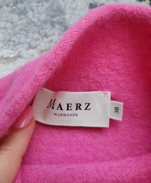 Pulover cu guler înalt Maerz M | Roz, Normal, Regular fit, Monocrom, Lână - Image 11