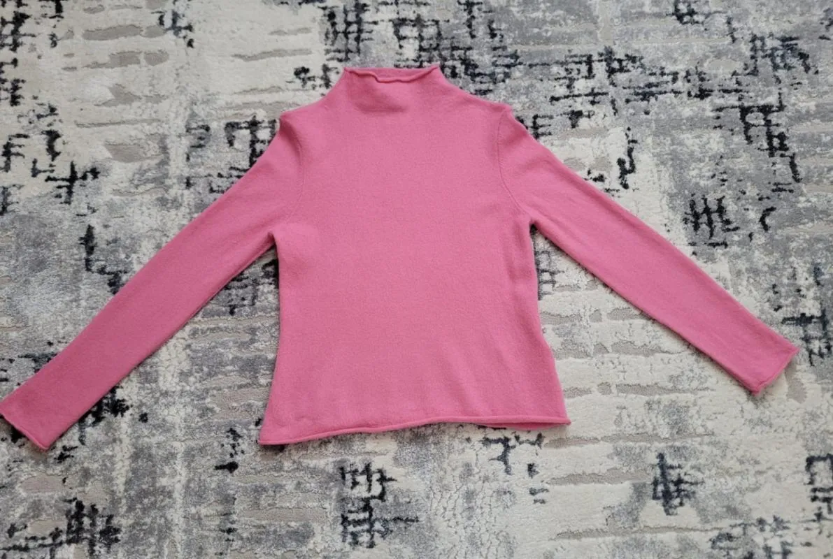 Pulover cu guler înalt Maerz M | Roz, Normal, Regular fit, Monocrom, Lână - Image 12