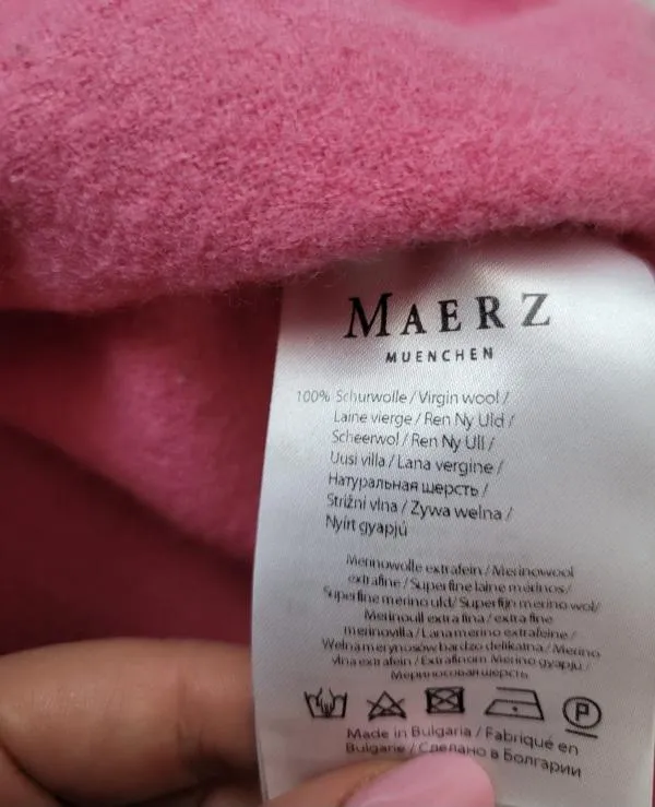 Pulover cu guler înalt Maerz M | Roz, Normal, Regular fit, Monocrom, Lână - Image 10