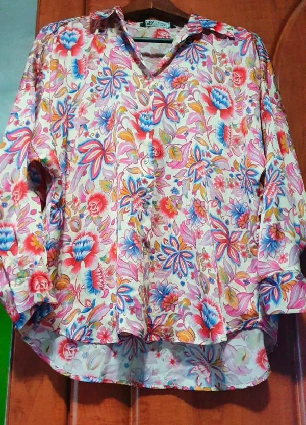 Cămașă Zara S | Multicolor, Normal, Mânecă lungă, Floral & Tropical, Satinat - Image 2