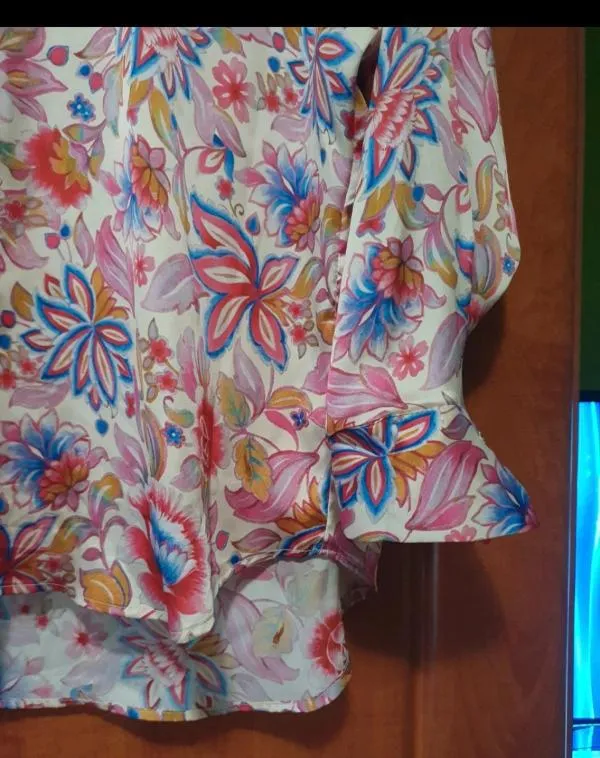 Cămașă Zara S | Multicolor, Normal, Mânecă lungă, Floral & Tropical, Satinat - Image 3