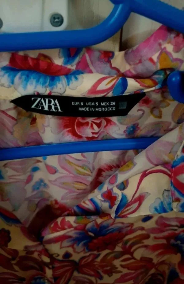 Cămașă Zara S | Multicolor, Normal, Mânecă lungă, Floral & Tropical, Satinat - Image 4