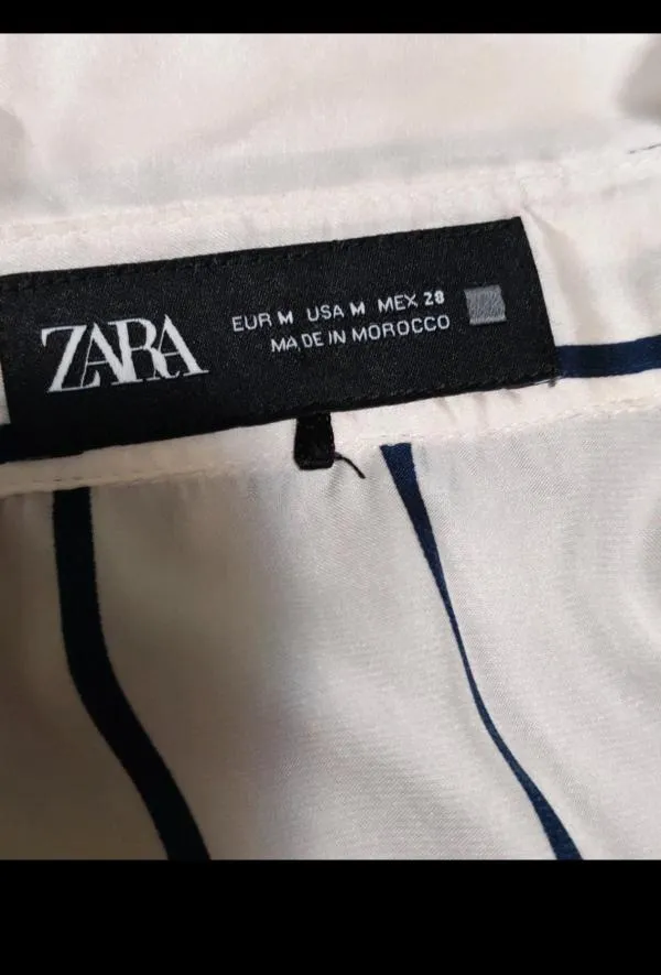 Cămașă Zara M | Alb, Normal, Mânecă lungă, Dungi, Liocel - Image 4