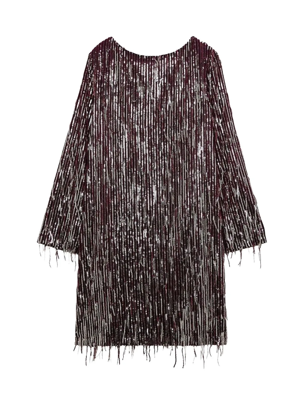 Rochie de ocazie Zara L | Burgundy, Midi, Mânecă lungă, Paiete, Poliester