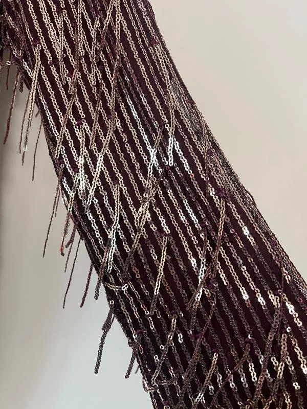 Rochie de ocazie Zara L | Burgundy, Midi, Mânecă lungă, Paiete, Poliester - Image 8