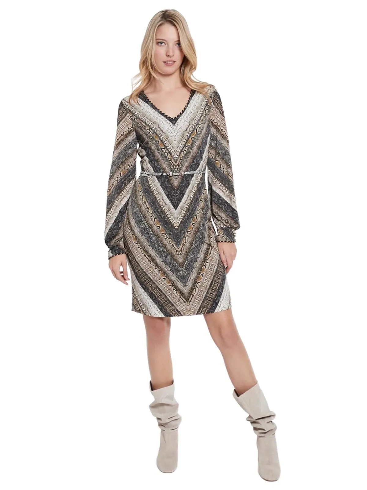 Rochie de seară Ana Alcazar M | Argintiu, Mini, Animal print