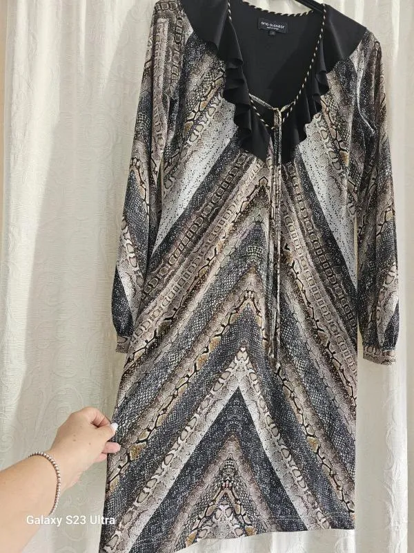 Rochie de seară Ana Alcazar M | Argintiu, Mini, Animal print - Image 8