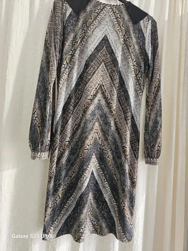 Rochie de seară Ana Alcazar M | Argintiu, Mini, Animal print - Image 9