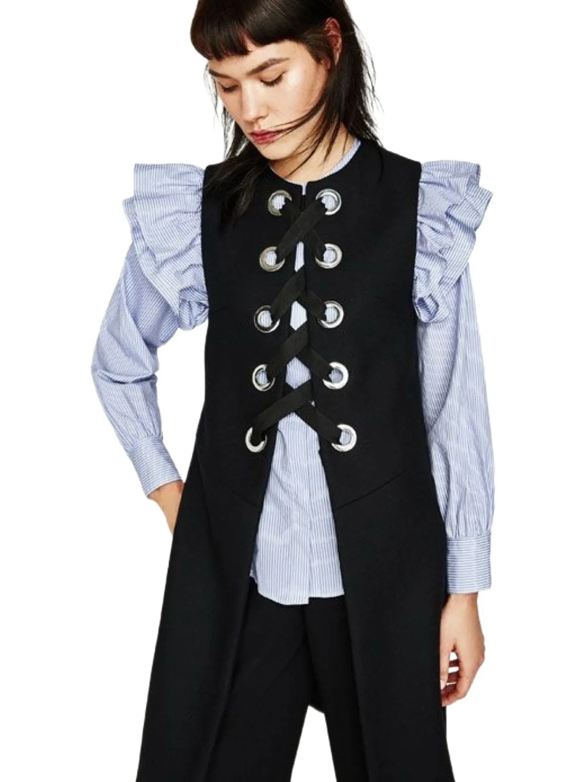 Vestă Zara S | Negru, Fără glugă