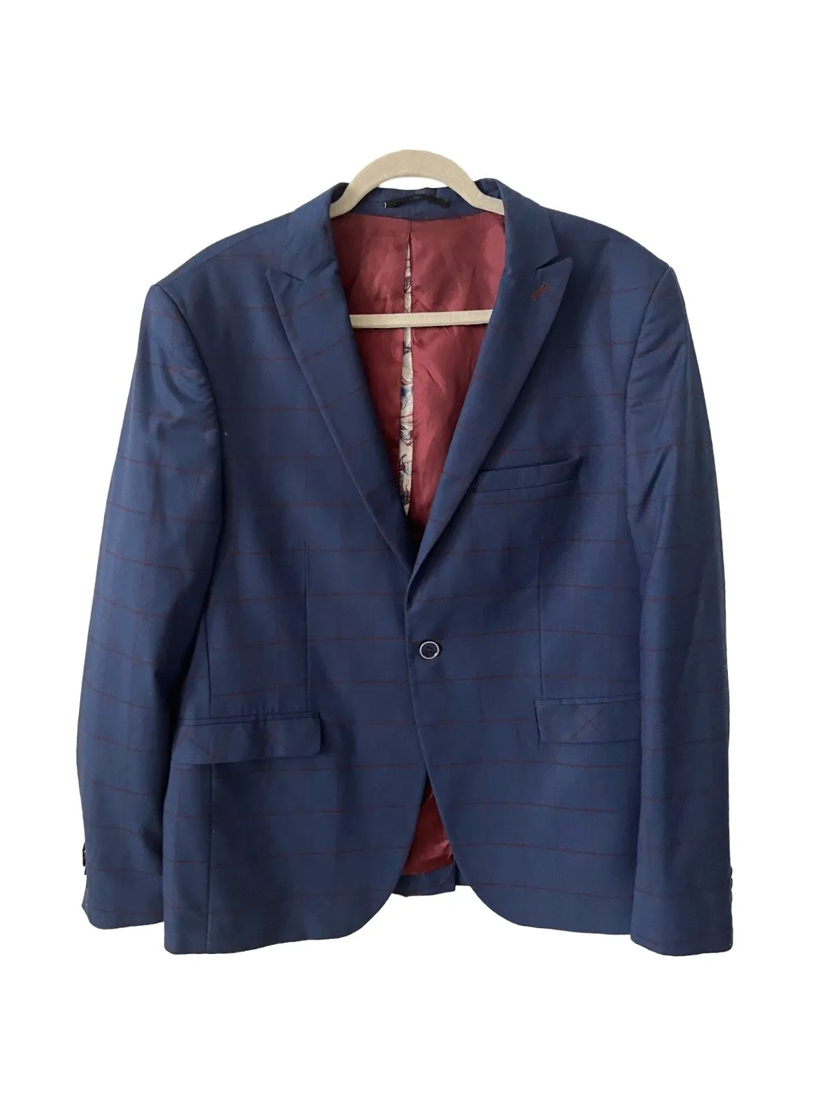 Sacou de costum L | Albastru, Monocrom, Bumbac