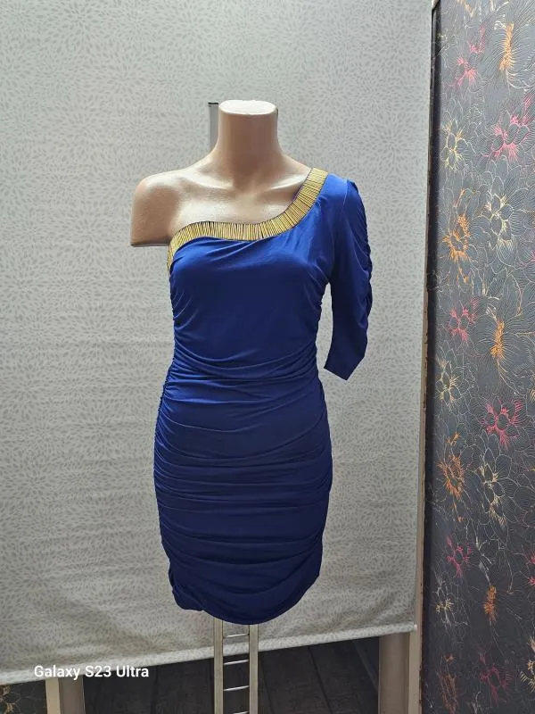 Rochie de seară S | Albastru, Mini, Pe un umăr - Image 6