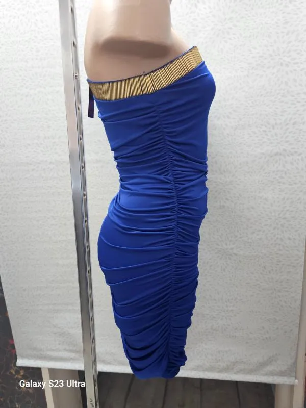 Rochie de seară S | Albastru, Mini, Pe un umăr - Image 5