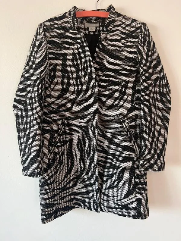 Pardesiu H&M EU 40 | Negru, Fără glugă, Abstract & Color Block - Image 2