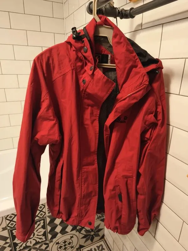 Geacă de ploaie Jack Wolfskin XS | Roșu, Cu glugă - Image 6