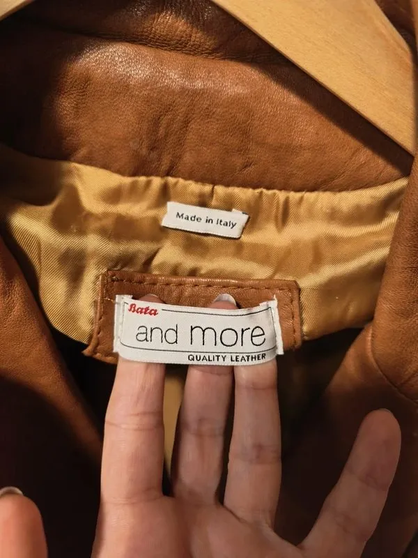 Geacă din piele Bata S | Caramel, Fără glugă - Image 3