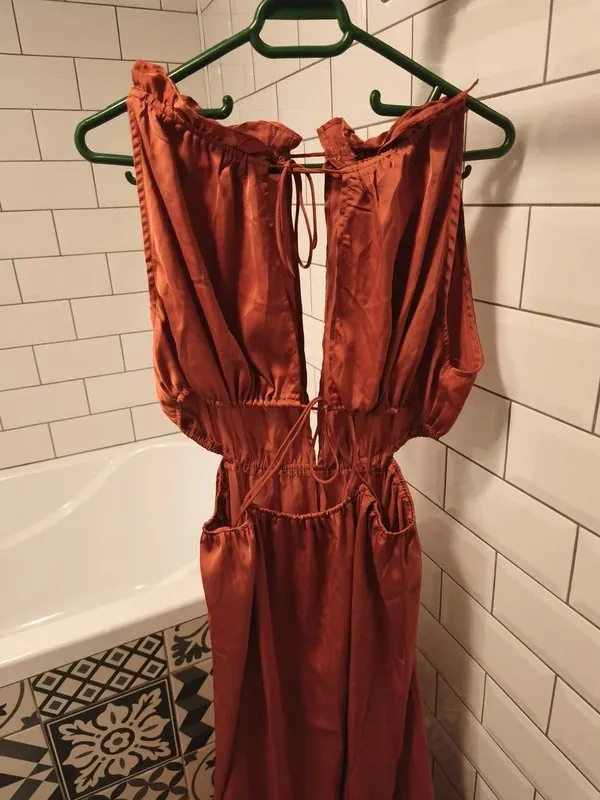 Rochie de seară S | Cărămiziu, Maxi, Cu umerii goi - Image 3