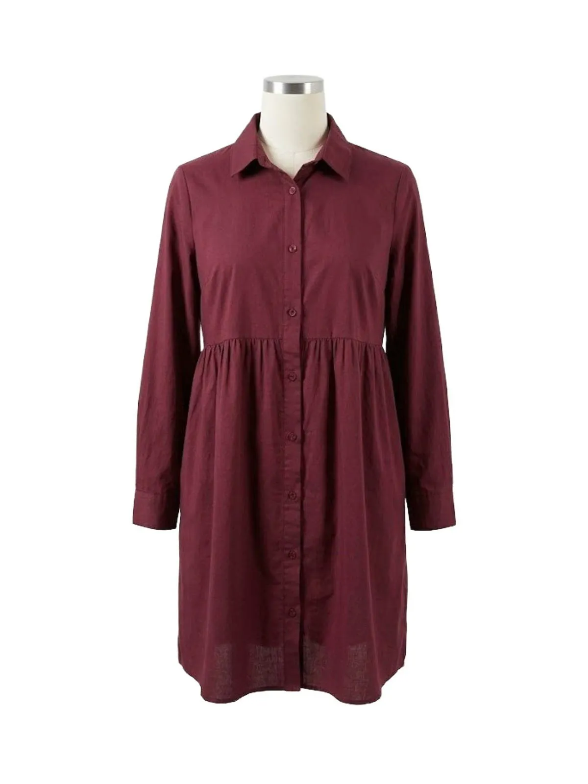 Rochie tip cămașă ASOS S | Burgundy, Midi, Mânecă lungă, Maternity, Monocrom