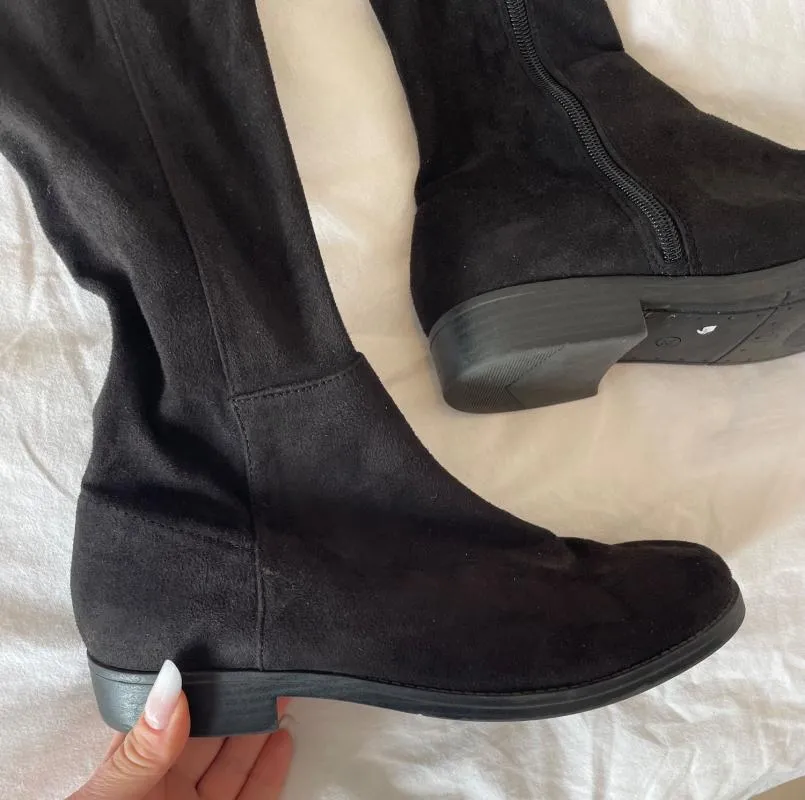 Cizme peste genunchi A7 EU 38 | Negru, Piele întoarsă  Suede - Image 11
