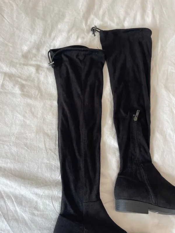 Cizme peste genunchi A7 EU 38 | Negru, Piele întoarsă  Suede - Image 12