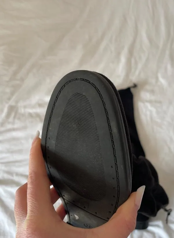 Cizme peste genunchi A7 EU 38 | Negru, Piele întoarsă  Suede - Image 7