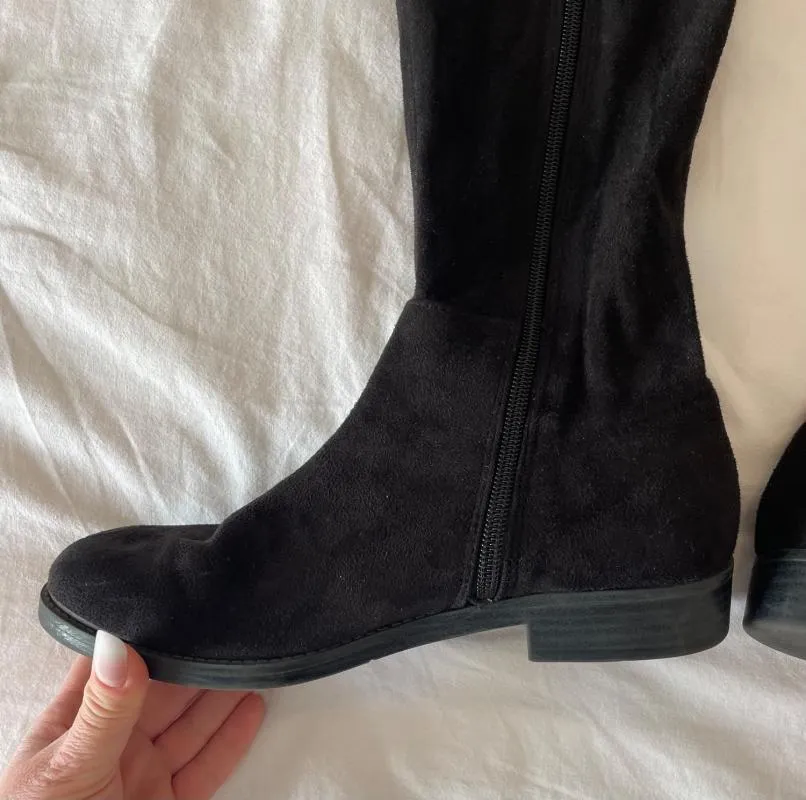 Cizme peste genunchi A7 EU 38 | Negru, Piele întoarsă  Suede - Image 8