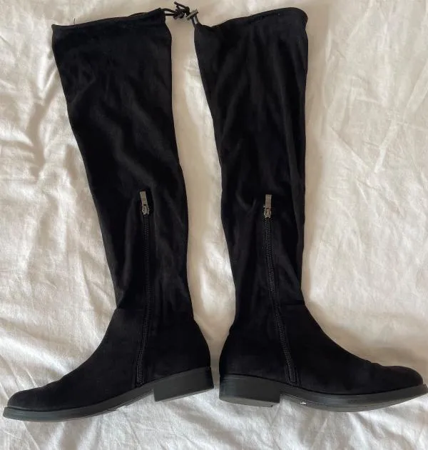 Cizme peste genunchi A7 EU 38 | Negru, Piele întoarsă  Suede - Image 9