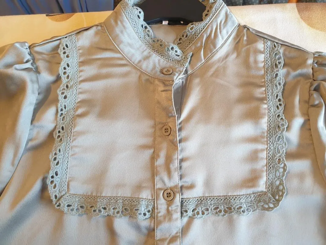 Rochie casual Lola May M | Khaki, Mini, Mânecă scurtă, Monocrom, Dantelă - Image 8