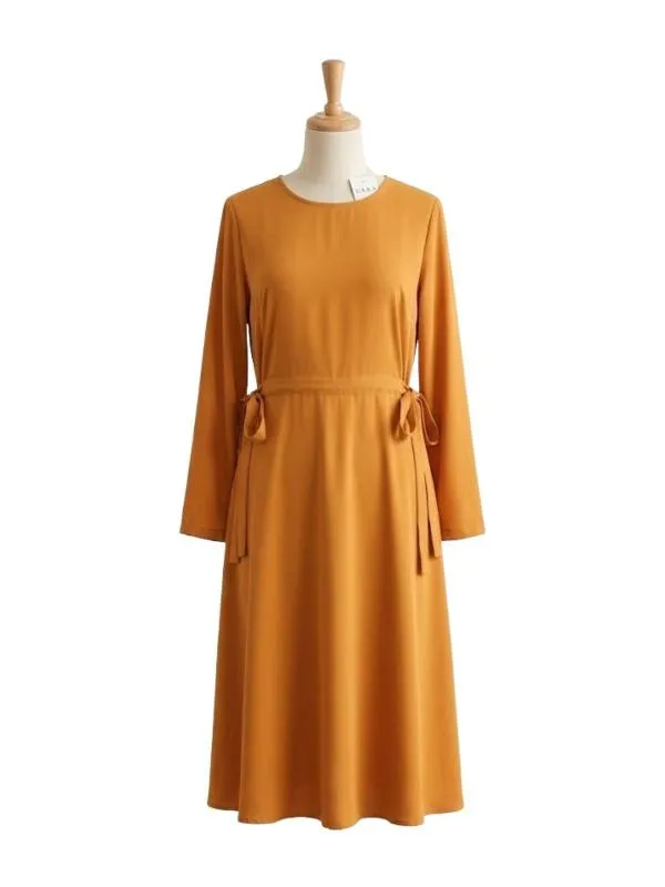 Rochie casual VILA S | Portocaliu, Midi, Mânecă lungă, Monocrom