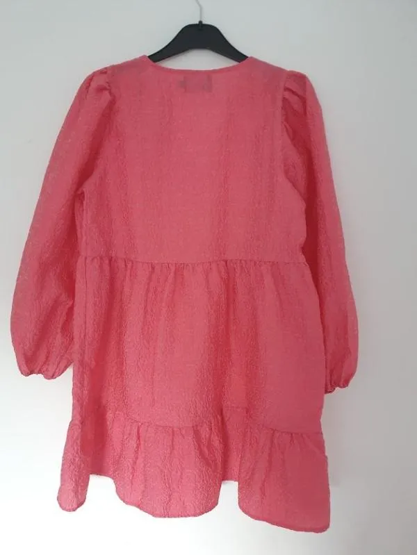 Rochie de seară Pieces M | Fuchsia, Mini, Mânecă lungă, Monocrom - Image 3