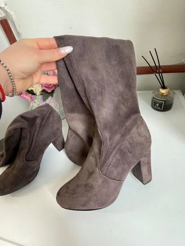 Cizme peste genunchi Kayla Shoes EU 37 | Argintiu, Piele ecologică - Image 10
