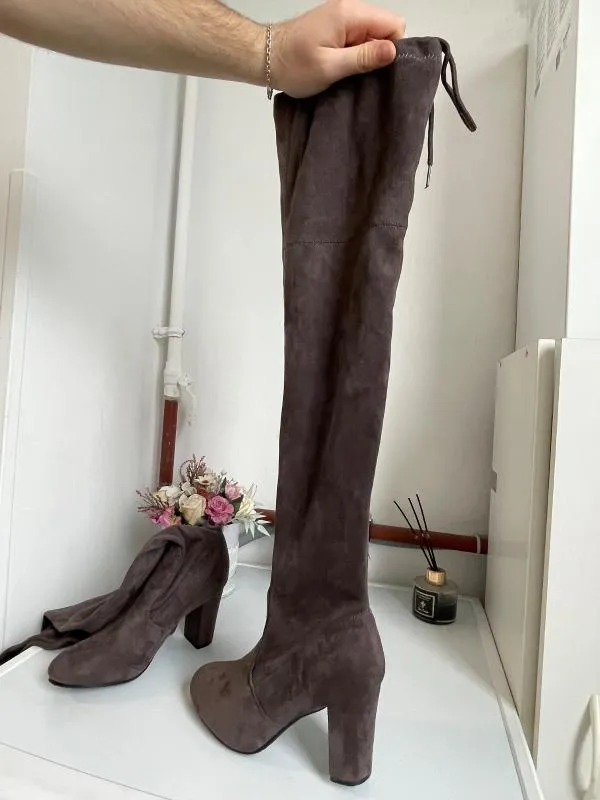 Cizme peste genunchi Kayla Shoes EU 37 | Argintiu, Piele ecologică - Image 11