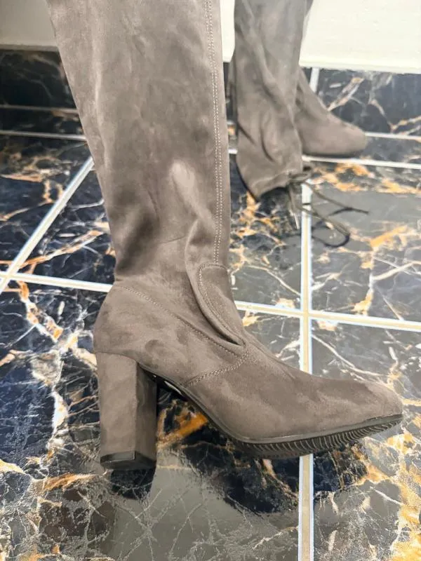 Cizme peste genunchi Kayla Shoes EU 37 | Argintiu, Piele ecologică - Image 6